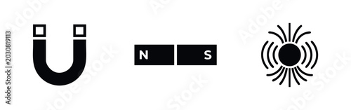 Tableau sur toile Magnet and Magnetism Icons Set