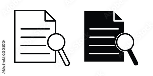Search document icon solid Icon Design Concept. Line icons