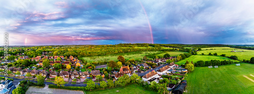Photos Sunset and Rainbow over Chestfield village from a drone, Canterbury, Anglii, Ken