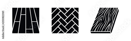 Tableau sur toile Wood flooring and parquet patterns icon set