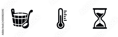Tablou pe pânză Sauna and Wellness Measurement Icons Set, Temperature and Time for Relaxation