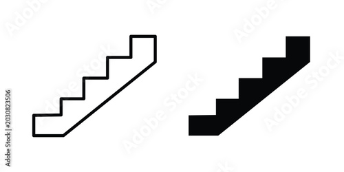 Photos Stairs icon solid Icon Design Concept. Line icons