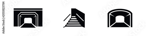Photos Diverse tunnel and underground passage icons with varying structures and entryways
