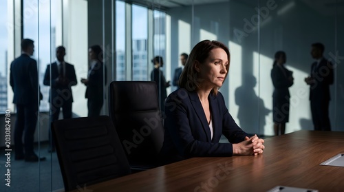 Focused Businesswoman Sitting in Modern Office