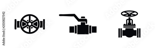 Fotografía Industrial and plumbing valve control icons set