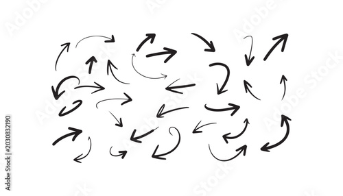 Bilde på lerret Set of grunge hand drawn arrows on transparent background