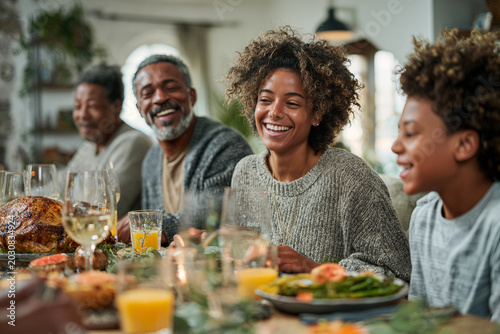 Family Dinner Feasts - Joyful Family Celebrating with Smiles Over a Delicious