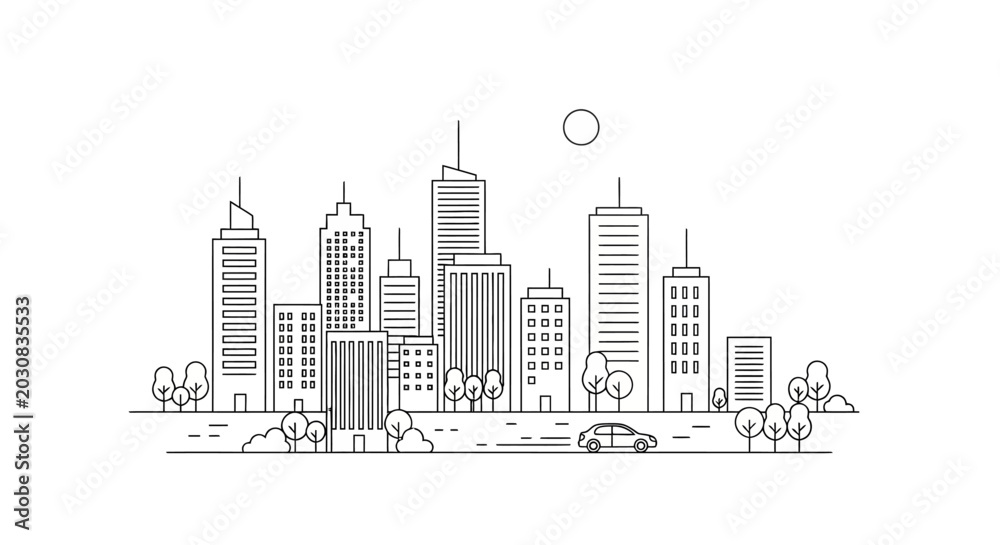 Fototapeta premium City Skyline with Tall Buildings.
