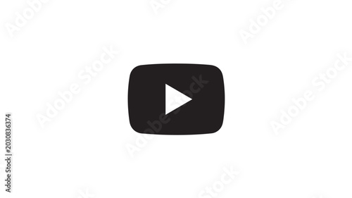 Play button icon sits centered as a solid black shape on a white surface.