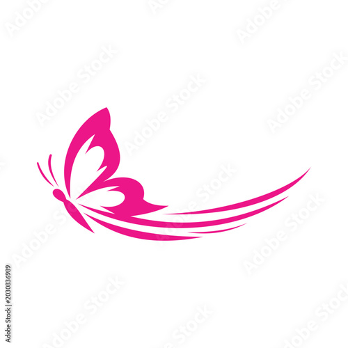 Minimalist pink butterfly vector with smooth flowing wings, symbolizing beauty, freedom, and transformation. Perfect for logos, design projects, and decorative artwork.