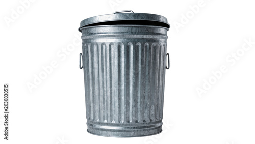 Photos Galvanized metal trash can with lid and handles