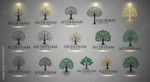 Collection of Diverse Tree Logos and Icons