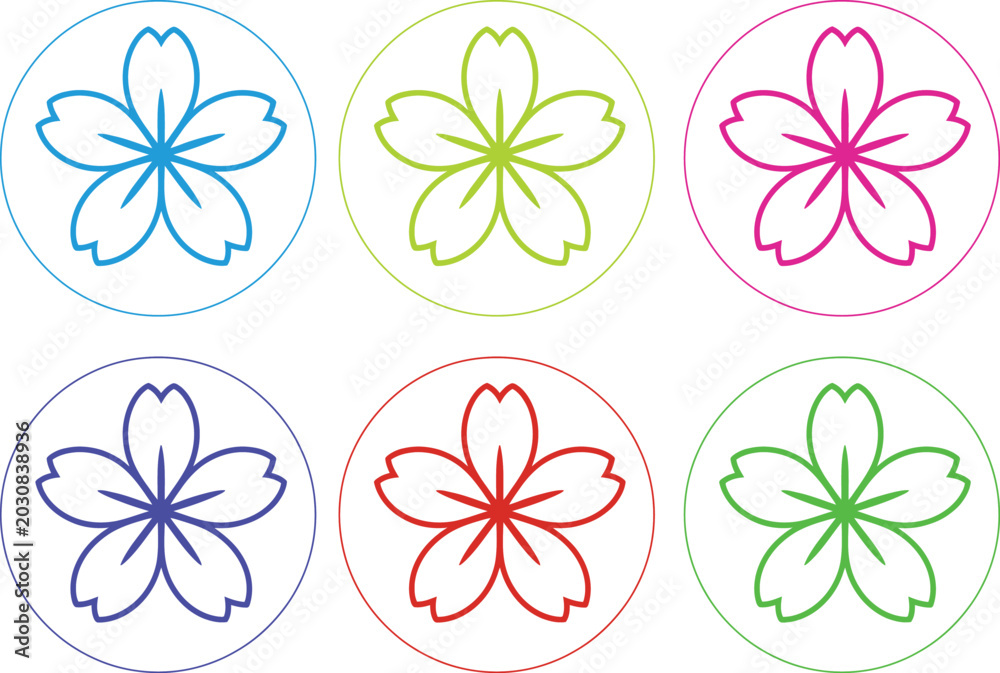 Obraz premium Colorful flower vector icons with petal designs