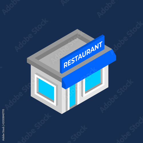 Isometric Restaurant Vector Icon Illustration.