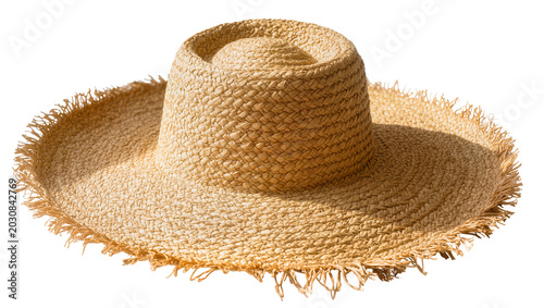 Cuadro en lienzo Wide brim straw hat with frayed edges