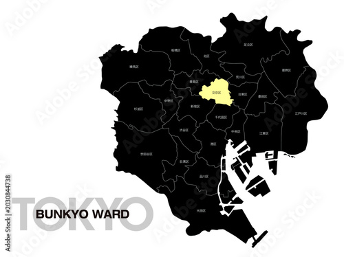 東京都文京区の区名入り位置地図 01