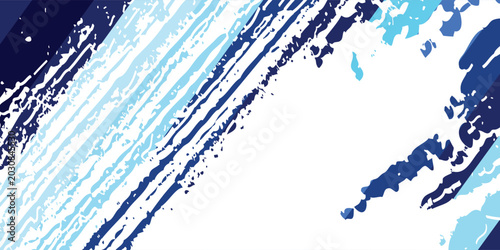 Bild auf Leinwand A collection of modern vector brush strokes on an abstract blue background with glowing geometric lines
