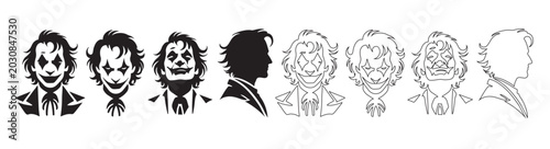 Foto Scary clown face vector silhouette horror evil