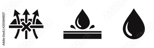 Bild auf Leinwand Professional vector icons for waterproof, water-repellent, and windproof material properties