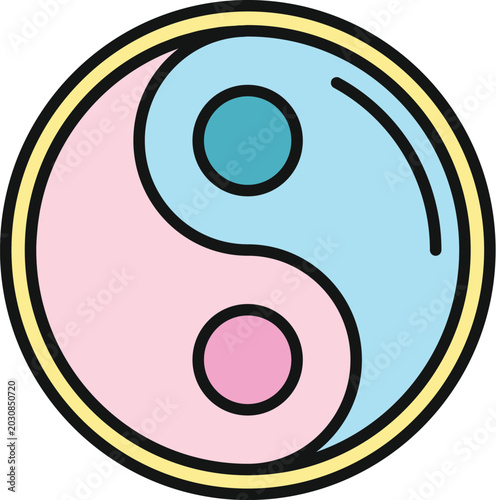 Tableau sur toile Yin yang symbol showing dualism and interconnectedness in pastel colors