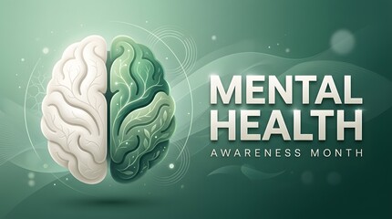 Mental health awareness month brain illustration