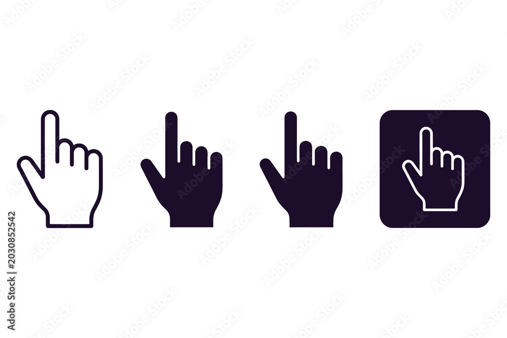 Obraz premium Computer cursor hand icons in various styles on white background