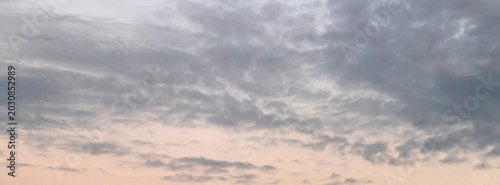 Serene Sunset Sky With Clouds Over Open Horizon At Dusk And Evening Calm