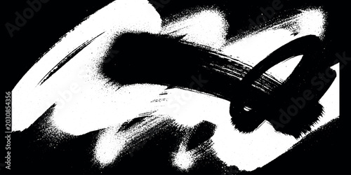 Tableau sur toile Abstract black and white ink splatter and brush strokes background with abstract