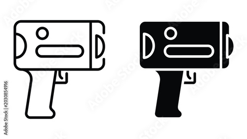 Bild auf Leinwand Radar speed gun icon set