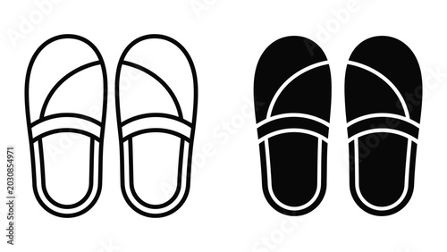 Slippers icon vector line and glyph style