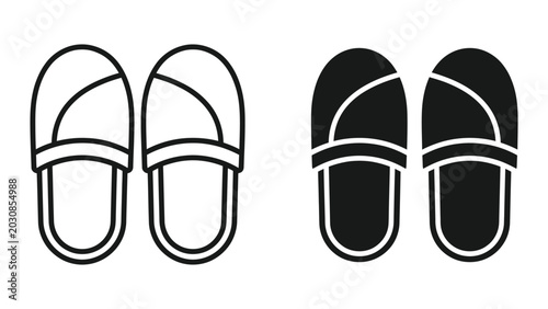 Slippers icon line and glyph vector set