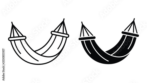 Hammock icon set line and glyph style vector illustration