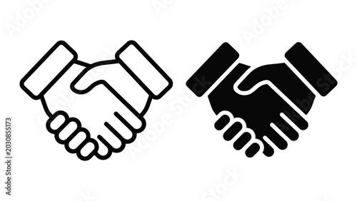 Handshake icons line and solid style