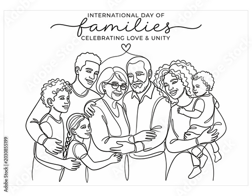 Foto Diverse family members embrace together in a heartwarming illustration celebrati