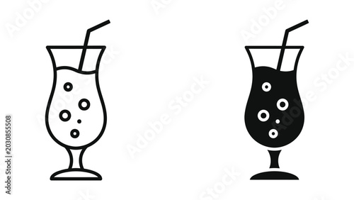 Konstfotografi Cocktail icon line and solid style vector set