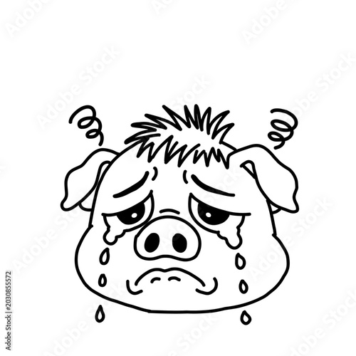 Bild auf Leinwand Illustration of a pig crying and confused