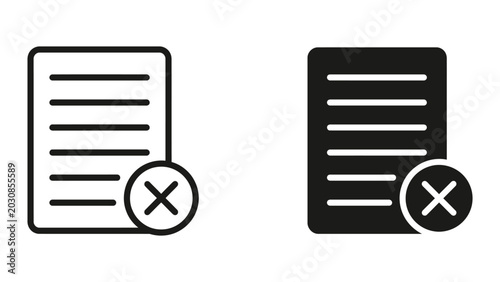 Reject document vector icon set