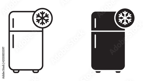 Refrigerator freezer icon set line and glyph