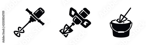 Tableau sur toile Electric Hand Mixer and Construction Bucket Icons