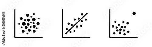 Naklejka Statistical Scatter Plot and Regression Line Icons