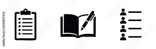 Tableau sur toile Office Planning and Organization Icons Checklist Book and List