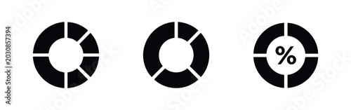 Photos Circular Donut Chart Icons for Data Visualization and Percentage Statistics
