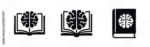 Schilderij op canvas Brain and Book Icons Representing Education, Knowledge, and Lifelong Learning