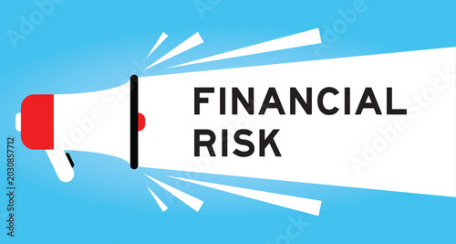 Tableau sur toile Color megaphone icon with word financial risk in white banner on blue background