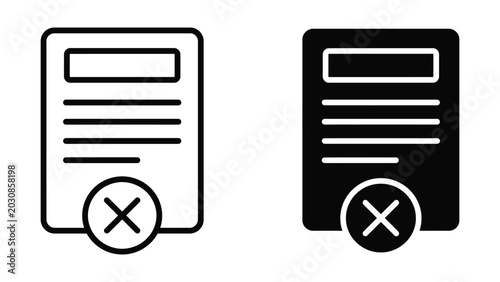 Reject document line and glyph icons