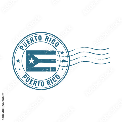 Schilderij op canvas puerto rico stamp with flag distressed vintage style