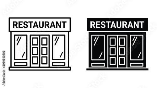 Restaurant icon set line and glyph styles
