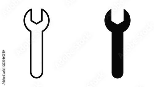 Wrench icon set line and solid style