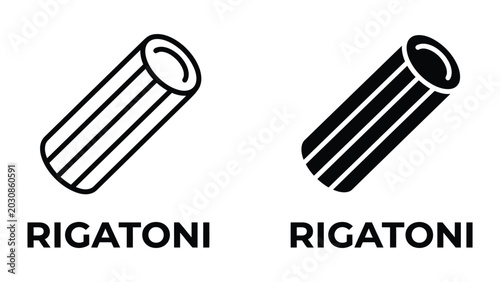 Fotografie Rigatoni pasta icon set vector illustration