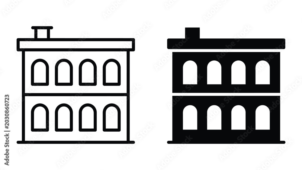 Fototapeta premium Building icon set line and glyph style